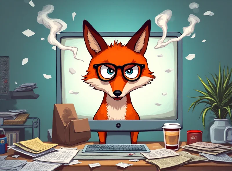 Illustration of an angry fox in front of a computer screen with a data privacy warning.