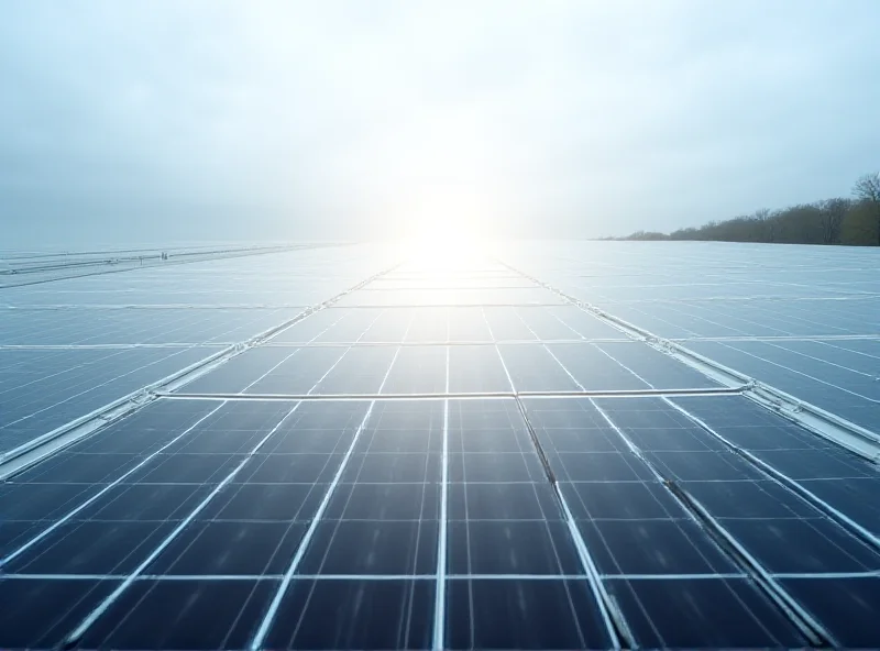 Solar panels in a field under a cloudy sky