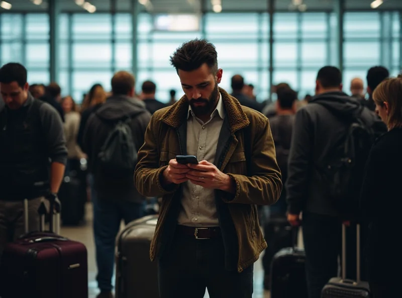 Frustrated travelers waiting at an airport gate