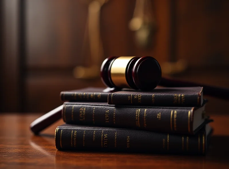 A gavel resting on a stack of law books, symbolizing the legal proceedings against Andrew and Tristan Tate.