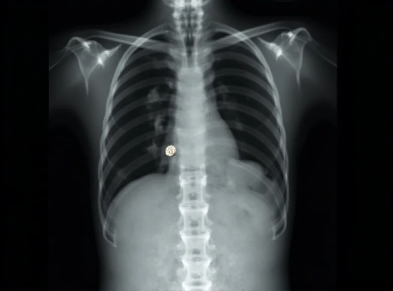 X-ray image of a torso showing earrings in the stomach