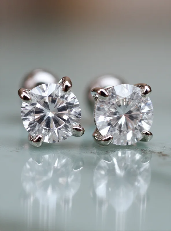 Close-up of Tiffany & Co. diamond earrings