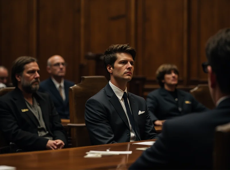 Image of Andrew and Tristan Tate in a courtroom setting, looking concerned.