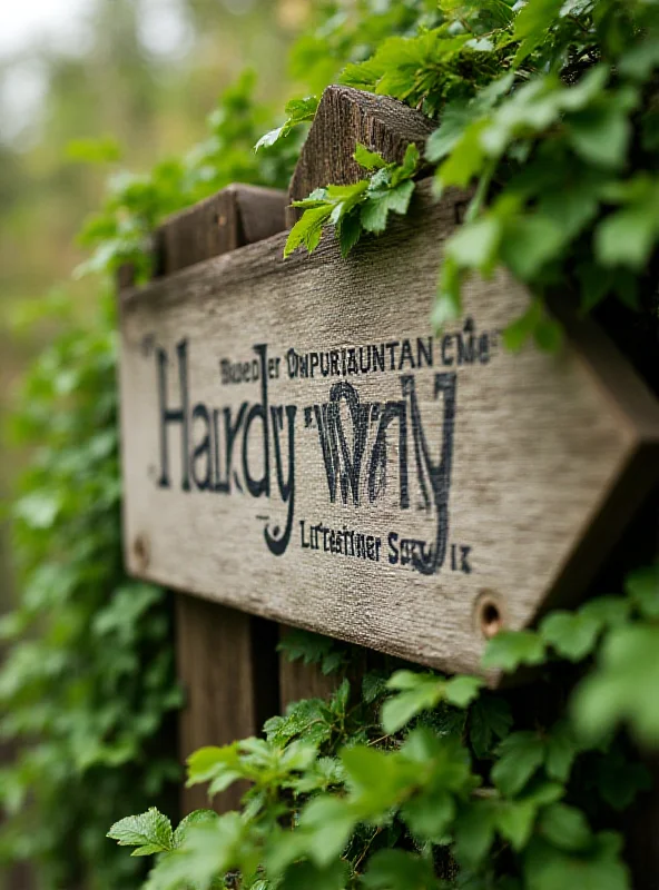 Close-up of a weathered signpost marking the Hardy Way, a long-distance footpath in Dorset