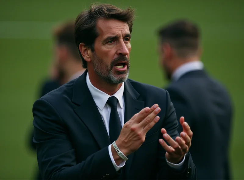 Paulo Fonseca gesturing intensely on the sidelines during a match.