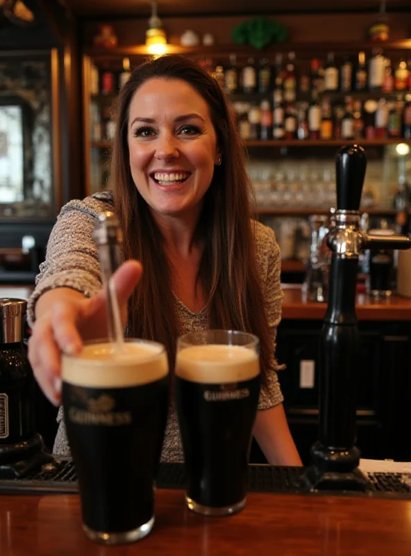 Coleen Rooney pulling a pint of Guinness