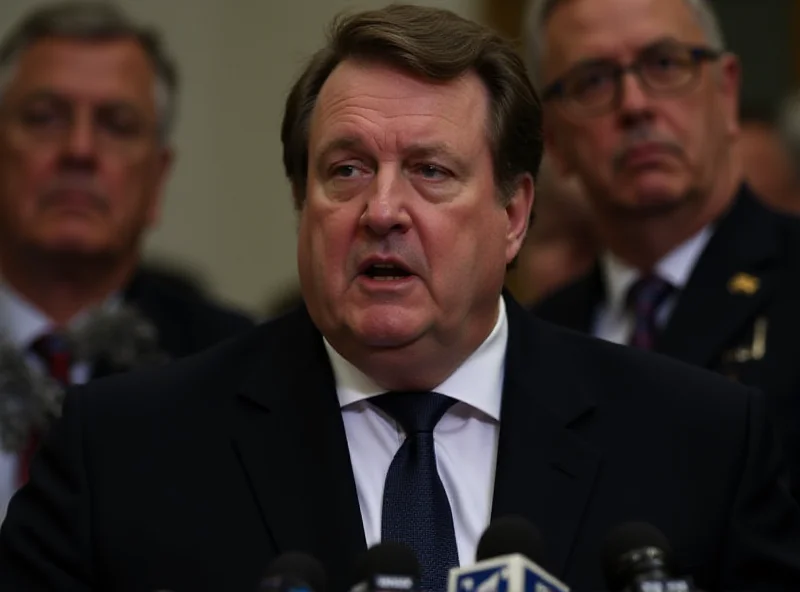 Governor Fontana speaking at a press conference with a concerned expression.