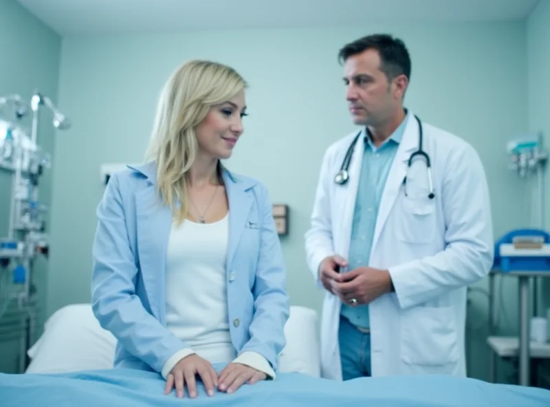 A doctor examining a patient in a modern hospital setting.