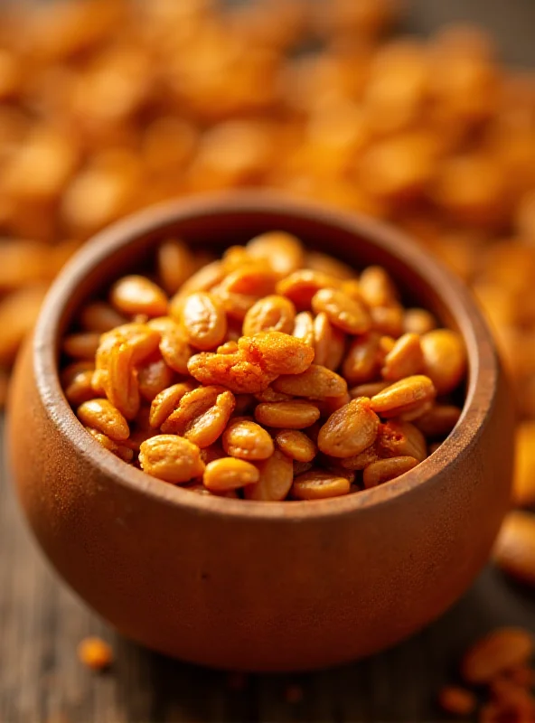 Close-up of pumpkin seeds in a small bowl.