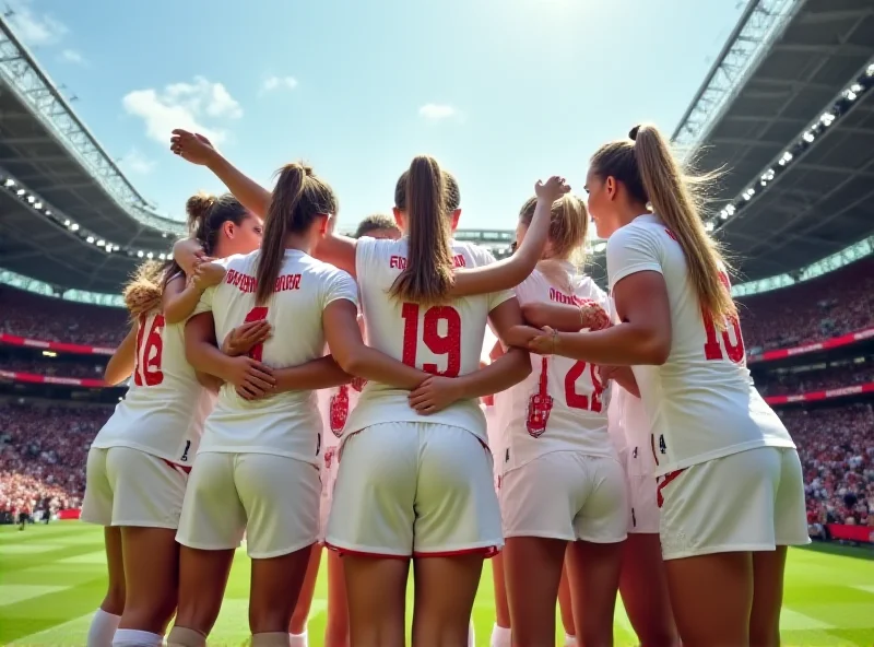 The Lionesses celebrate their victory over Spain at Wembley.