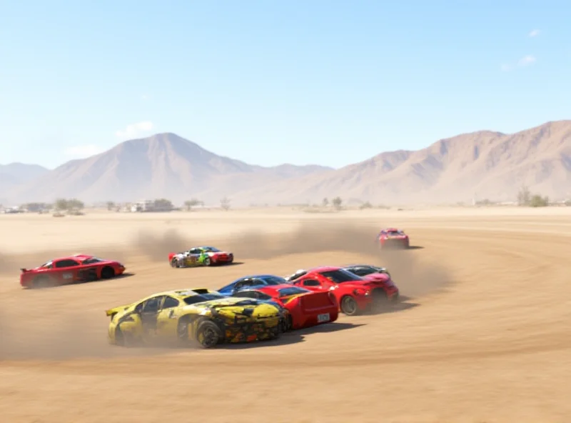 Forza Horizon 5 cars racing in a desert landscape