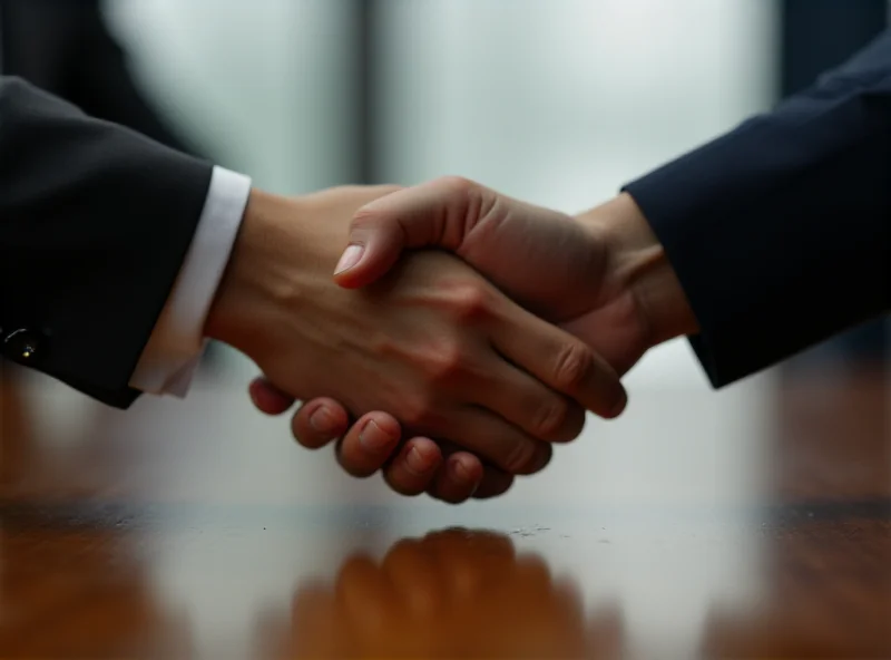 A hand shaking on a table during negotiations