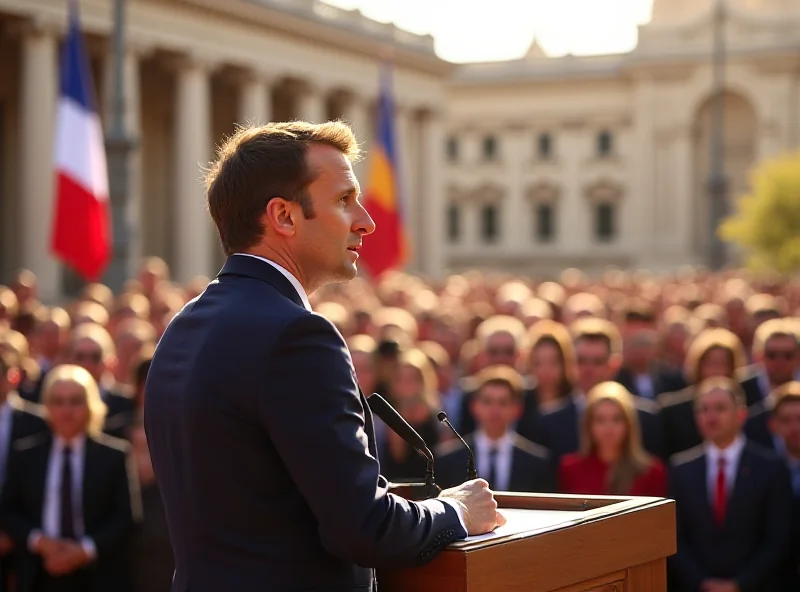 Emmanuel Macron addressing a crowd