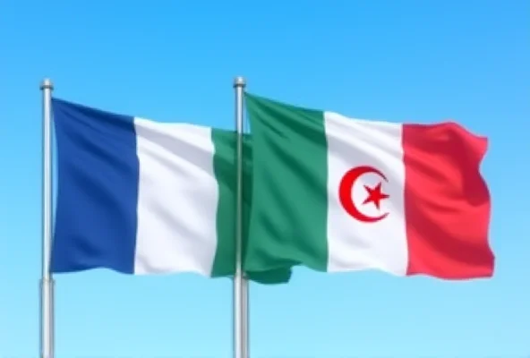 French and Algerian flags waving together