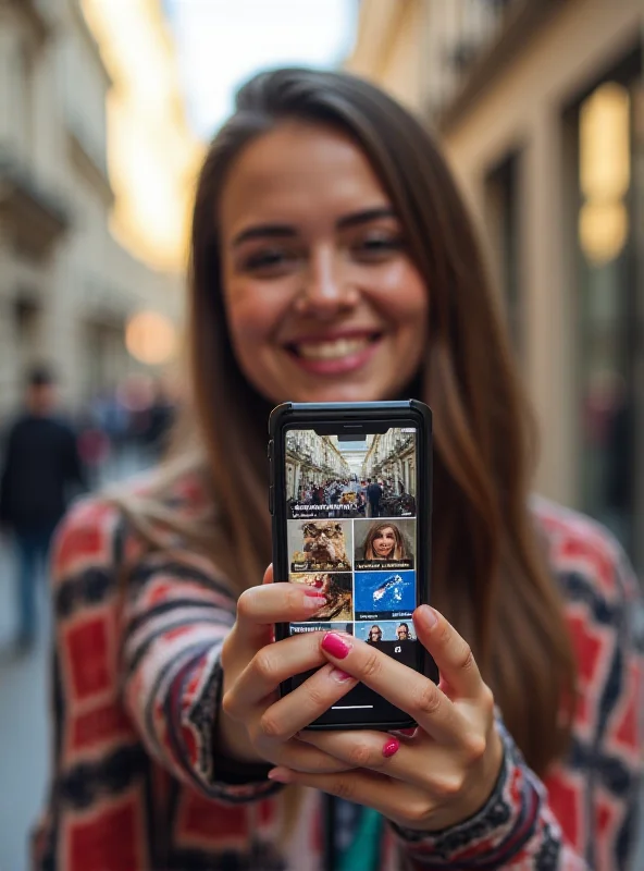 Close up shot of a young person holding a phone with a Pass Culture app open on the screen.