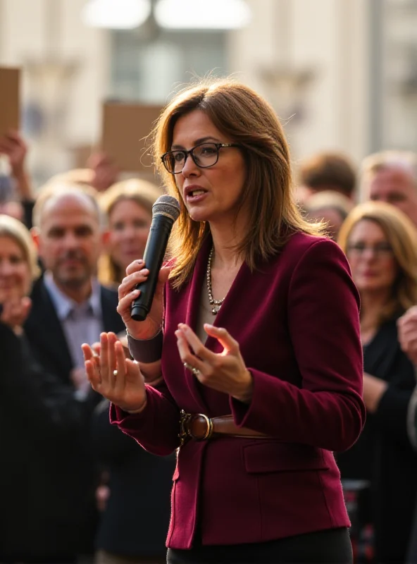 Image of Clémence Guetté speaking at a political rally.