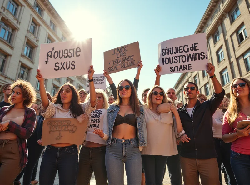 Image of a group of people protesting with signs