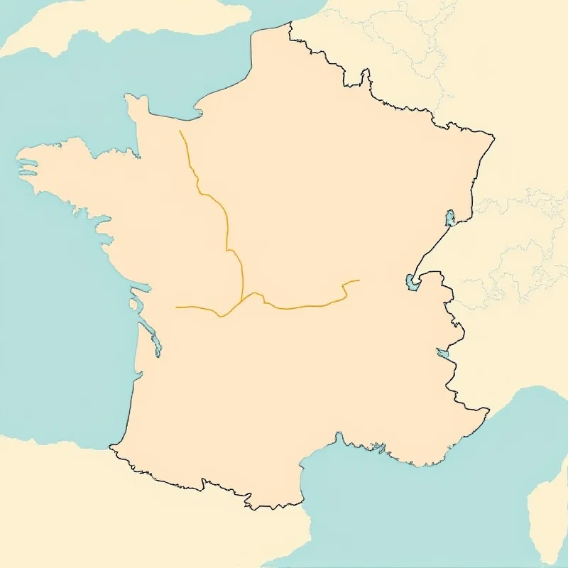 A map showing France and Algeria, with connecting lines to symbolize migration routes and diplomatic relations, with a subtle overlay of tension lines.