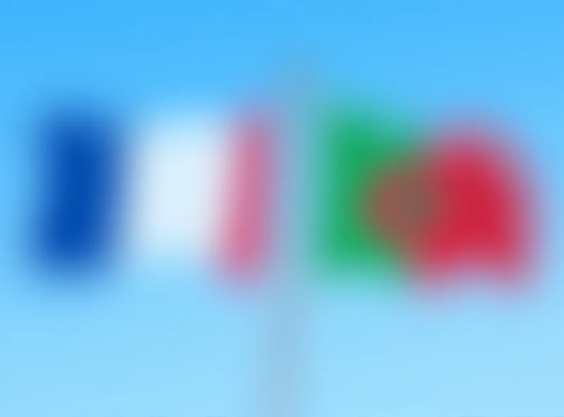 French and Algerian flags waving side by side, symbolizing diplomatic tensions.