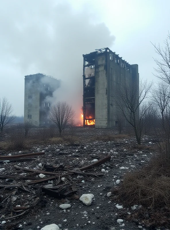 Damaged Ukrainian power plant after a Russian missile strike