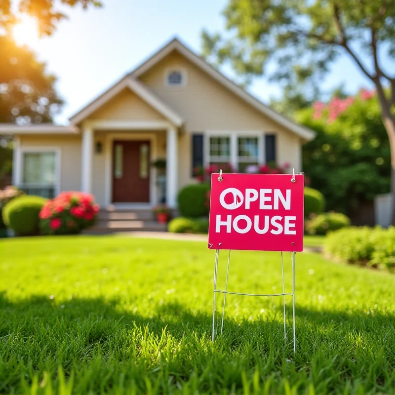 Real estate open house sign in front of a house in Fremont