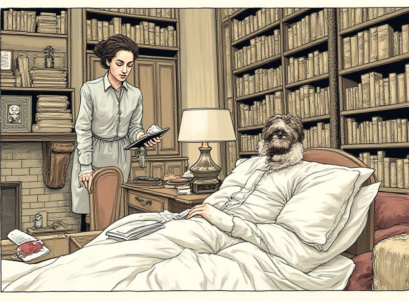 A panel from a comic book depicting Marcel Proust in bed writing, with Céleste Albaret nearby tending to the room.