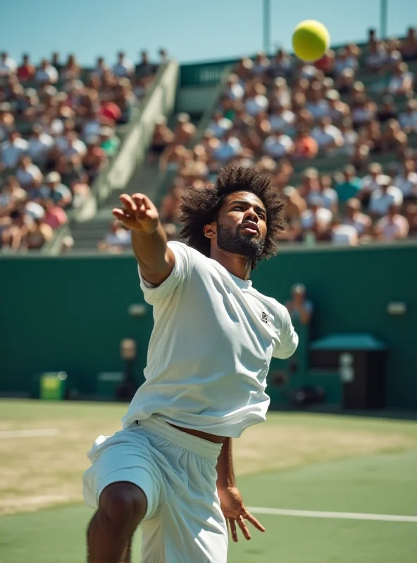 Felix Auger-Aliassime serving during a tennis match in Dubai.