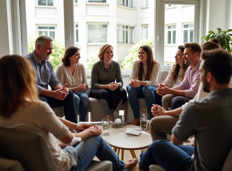 A group of diverse people sitting in a circle, collaborating and sharing ideas, symbolizing the community aspect of the Uber Frugal Month Challenge.