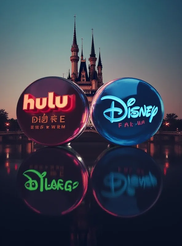 Concept art depicting the merger of Fubo TV and Hulu + Live TV logos, with a Disney castle in the background.