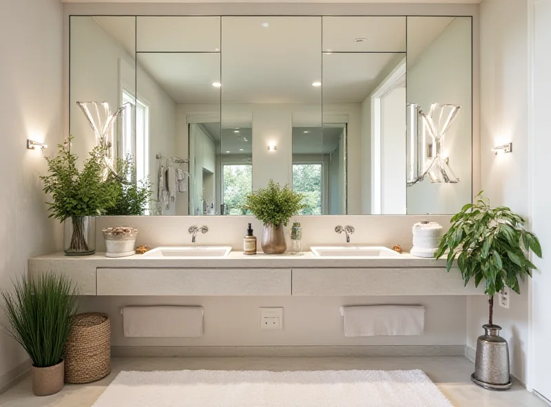 A beautifully decorated bathroom with modern fixtures and stylish accessories.