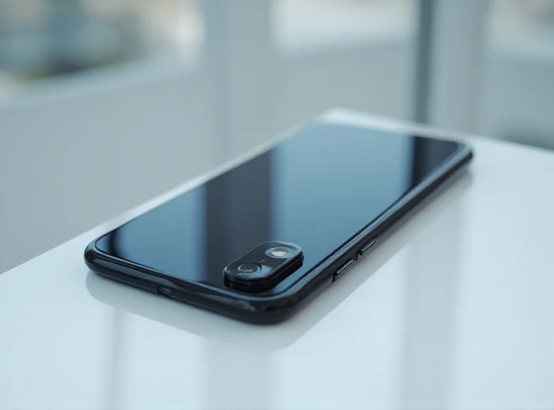 A sleek, ultra-thin smartphone with a large camera lens on the back, resting on a modern desk.