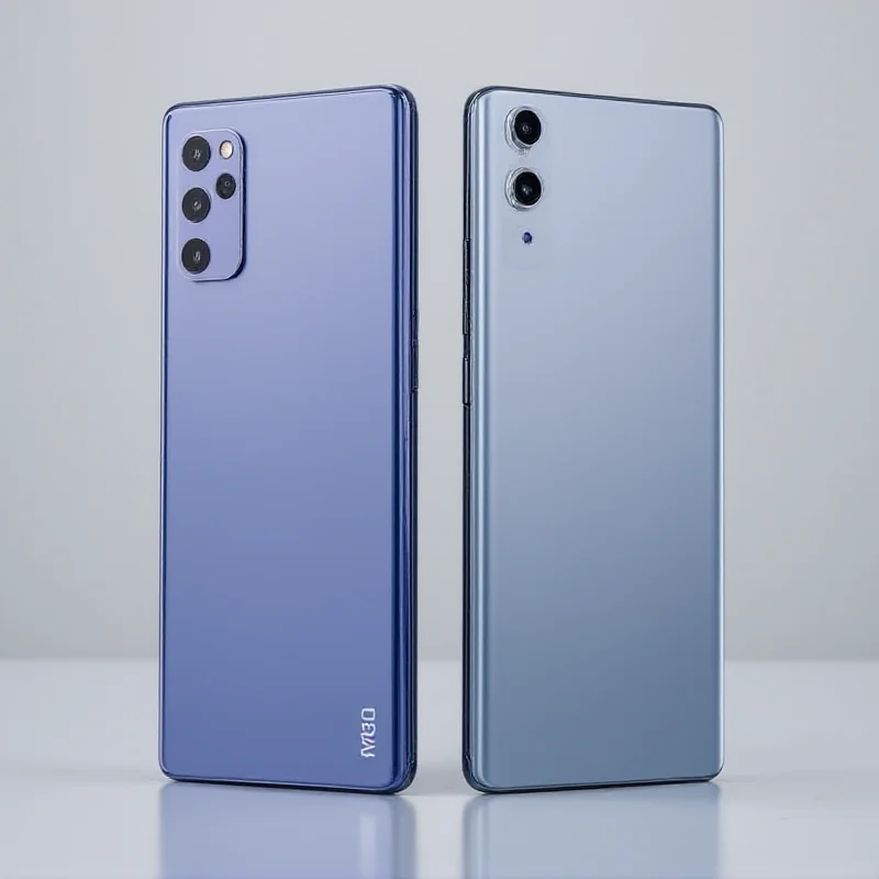 A split image showcasing the Samsung Galaxy S25 Ultra and the Xiaomi 15 Ultra side-by-side, emphasizing their sleek designs and premium features.