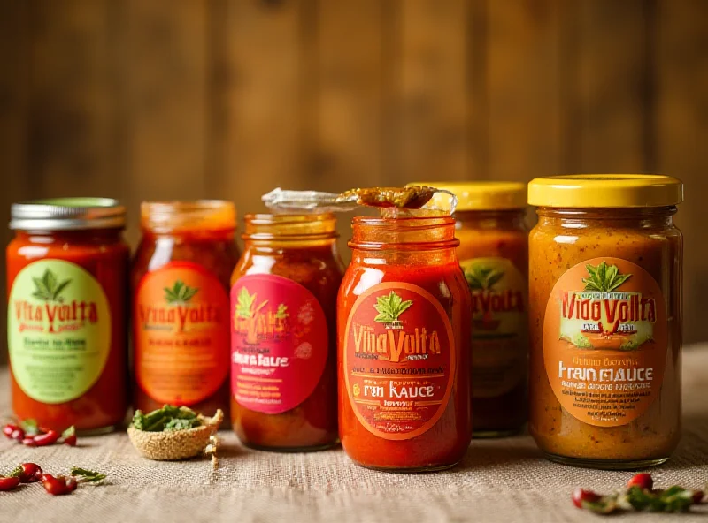 Selection of Viravolta sauces in glass jars.