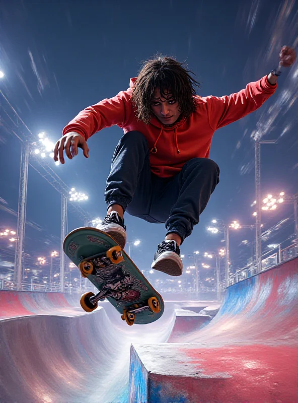 A vibrant screenshot from Tony Hawk's Pro Skater 3 + 4, showing a skater performing a trick in a skate park.