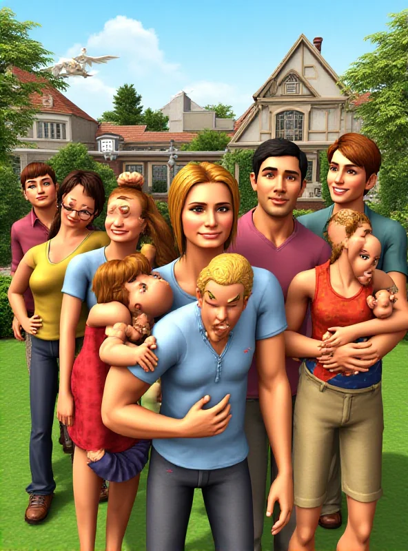 Box art of The Sims 2, featuring the iconic Sims family.