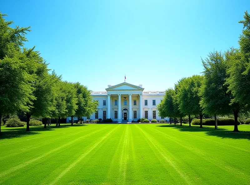 A photo of Graceland, Elvis Presley's iconic mansion, taken from across a green lawn with trees in the background on a sunny day.