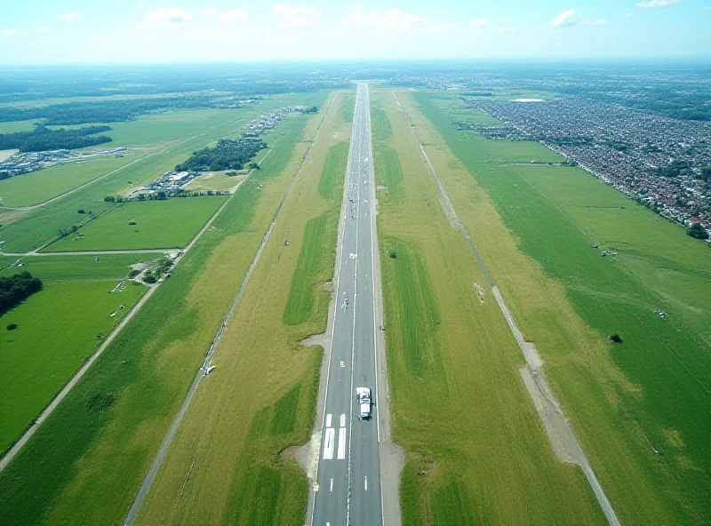 Aerial view of Gatwick Airport with planes taking off and landing, showcasing the existing runway and surrounding infrastructure.