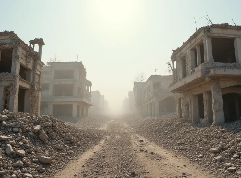 Damaged buildings in Gaza after conflict