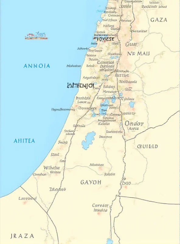 Map of Gaza with surrounding countries.