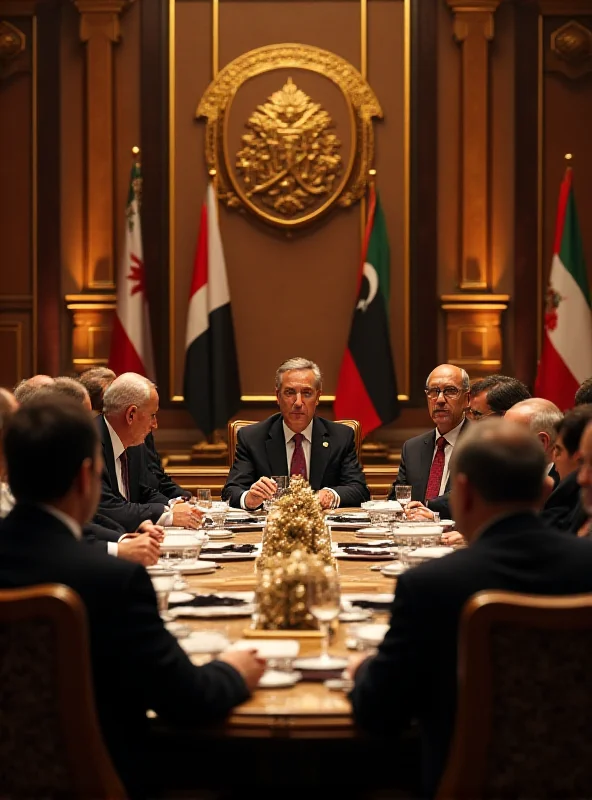 A group of Arab leaders sitting around a table during a summit in Cairo.