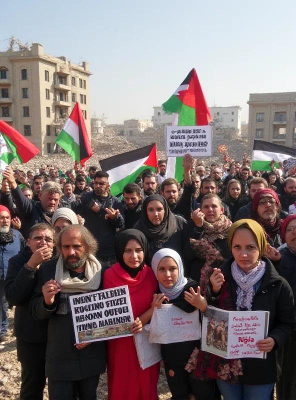 A group of Palestinians protesting in Gaza.