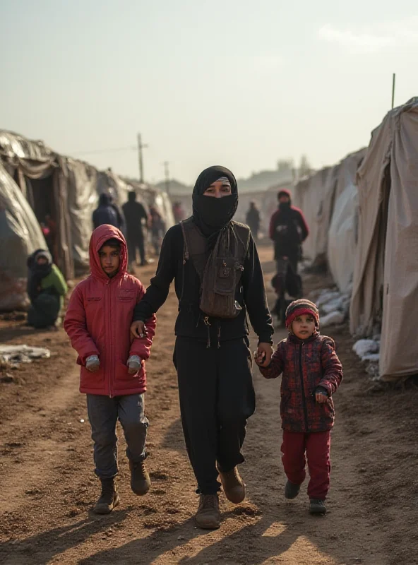 Palestinian families displaced from their homes in the West Bank, seeking shelter in a makeshift camp.