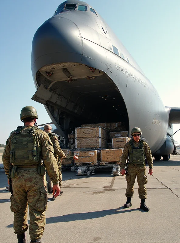 Image of military equipment being loaded onto a plane