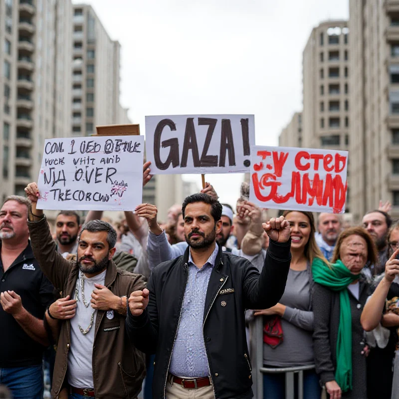 Image of protesters holding signs calling for peace in Gaza