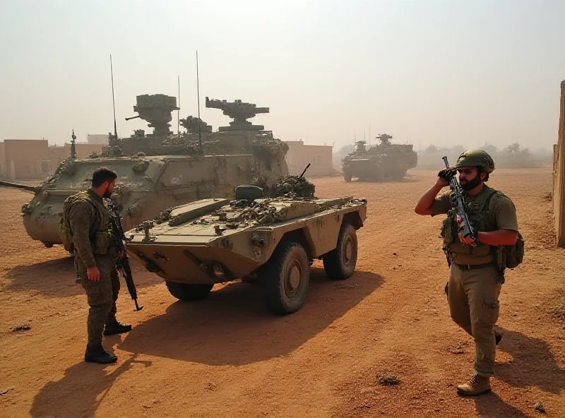 Military vehicles and soldiers in a staging area near the Gaza border, preparing for potential renewed conflict.