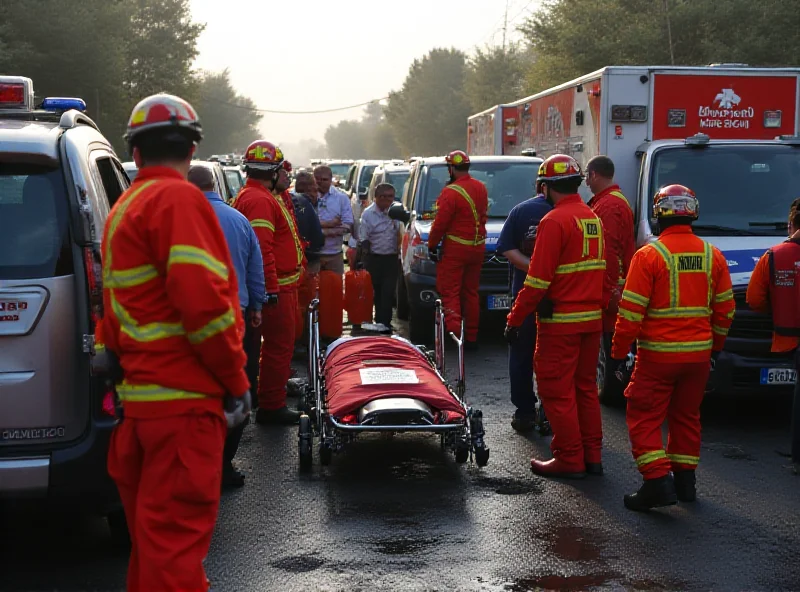 Emergency responders at the scene of an attack.