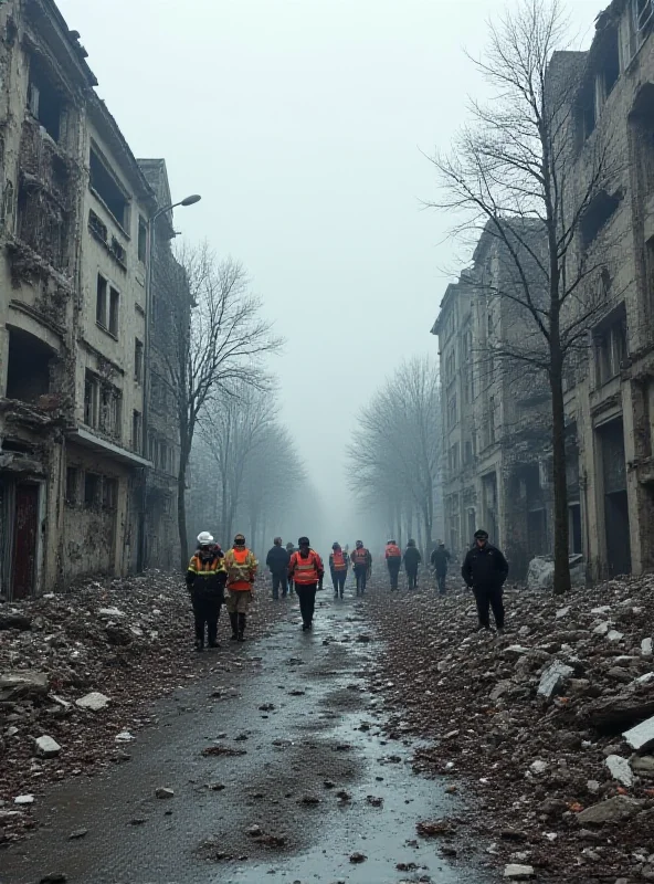 Image of the aftermath of a drone strike in a residential area of Odesa, Ukraine, showing damaged buildings and debris.