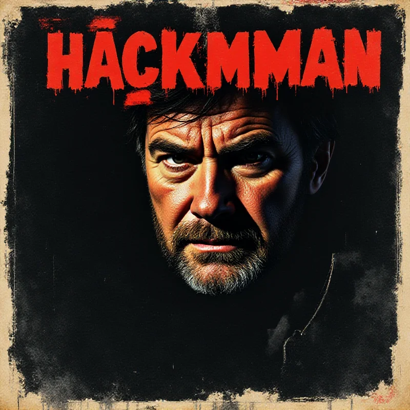 A faded movie poster featuring Gene Hackman in a classic role. The poster is slightly torn and weathered, giving it a vintage feel.