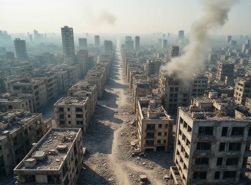 Aerial view of Gaza showing damaged buildings.