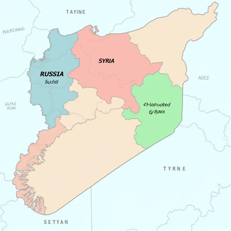 A map highlighting Syria, Russia, and the United States.